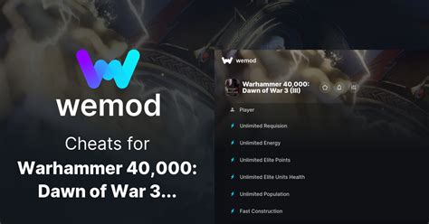 Warhammer 40,000: Dawn of War 3 (III) Cheats & Trainers for PC .
